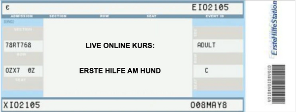 01.10.2025 - LIVE ONLINE-KURS  ERSTE HILFE AM HUND - DEUTSCH  18:00 - 21:00 Uhr / Einzelticket